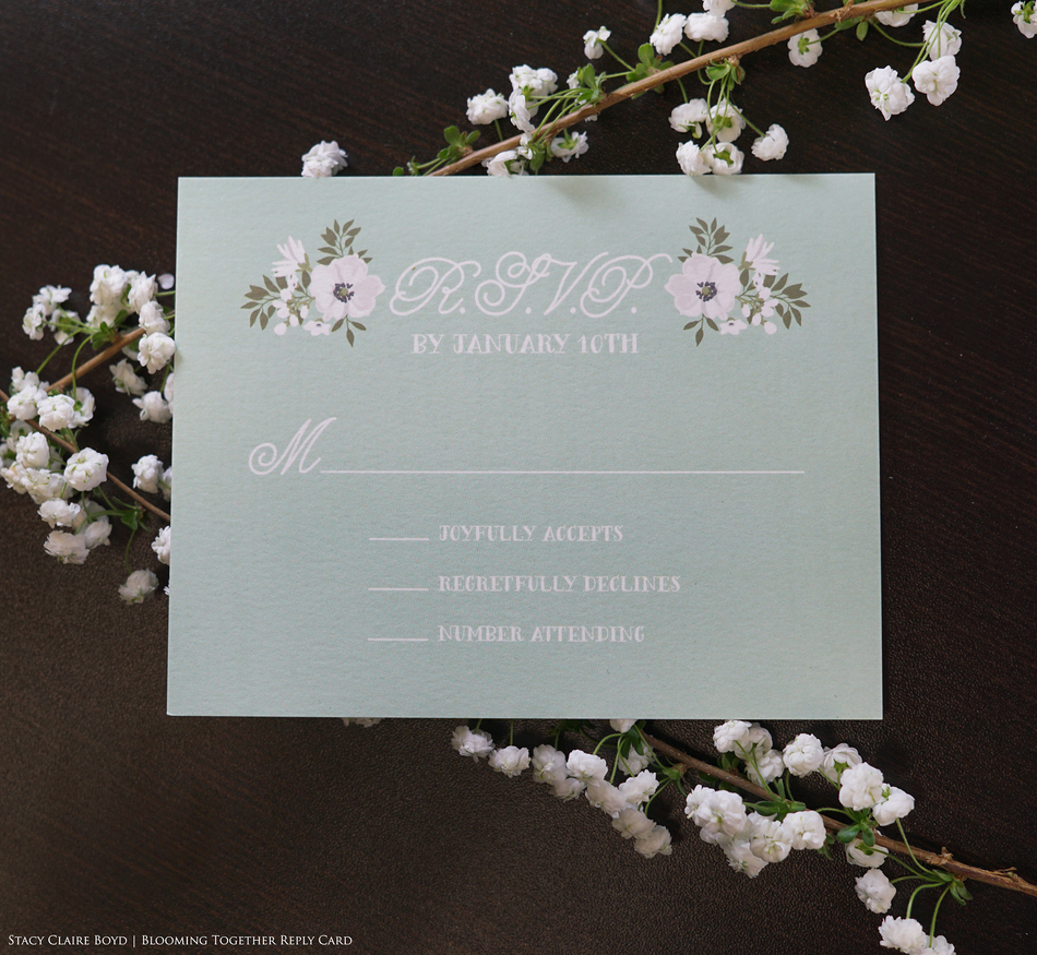 blooming together printswell blue RSVP card