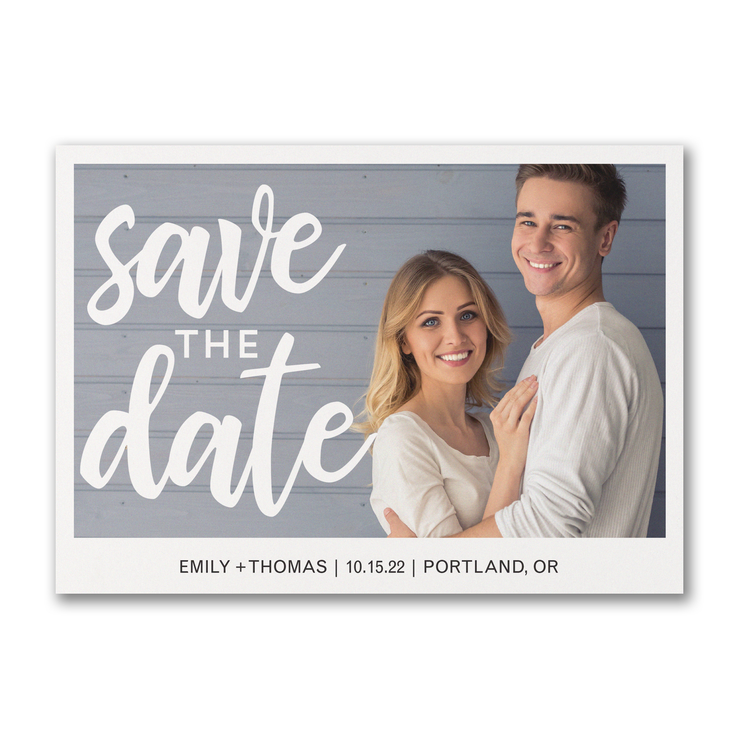 classically modern double sided photo save the date polka dots carlson craft