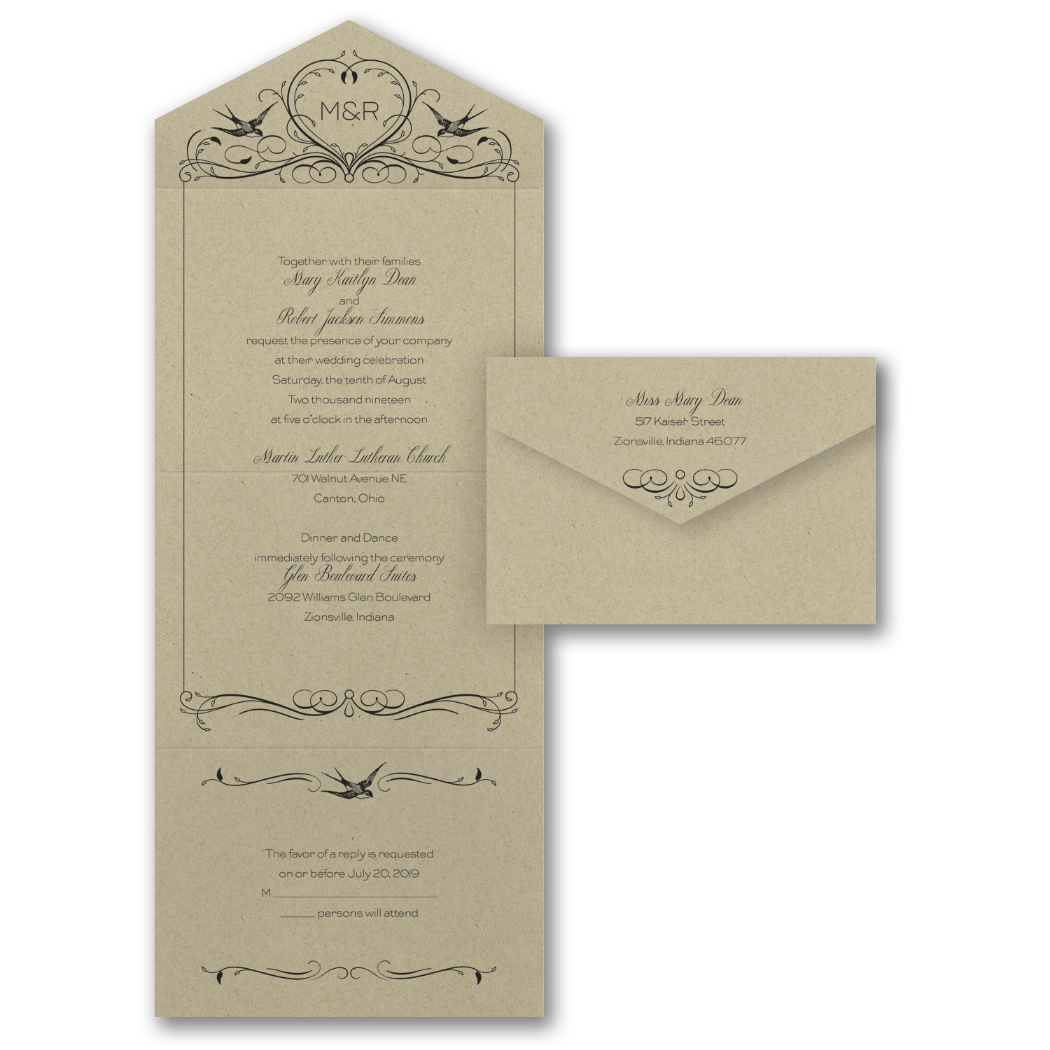lovebird wedding invitation budget friendly