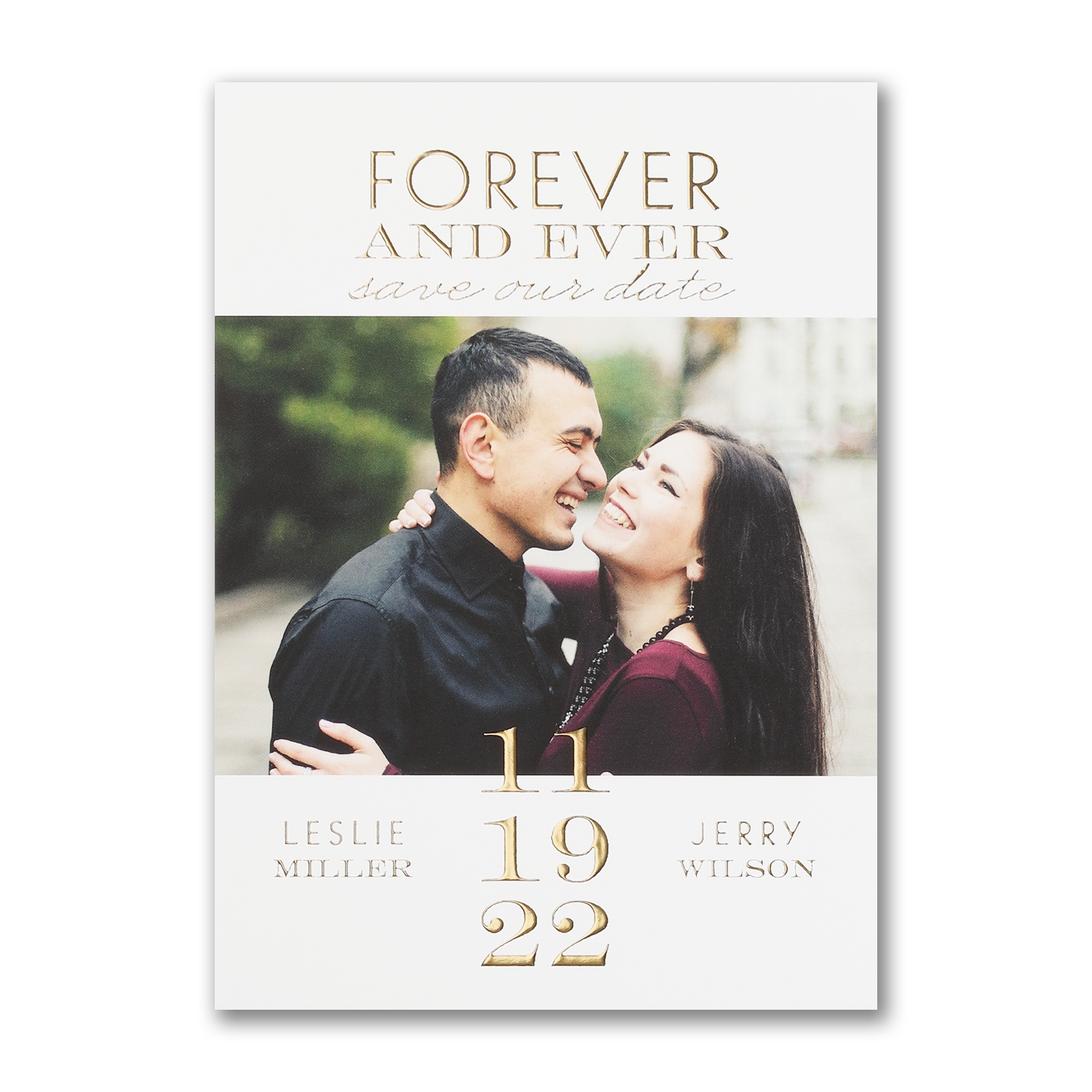modern coupling gold foil photo save the date