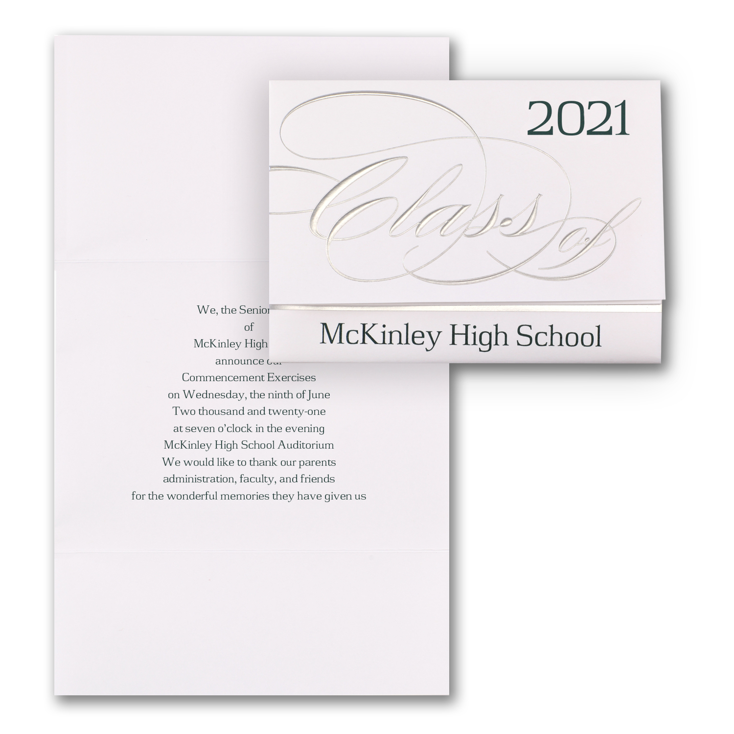on the dot silver folded graduation invitation