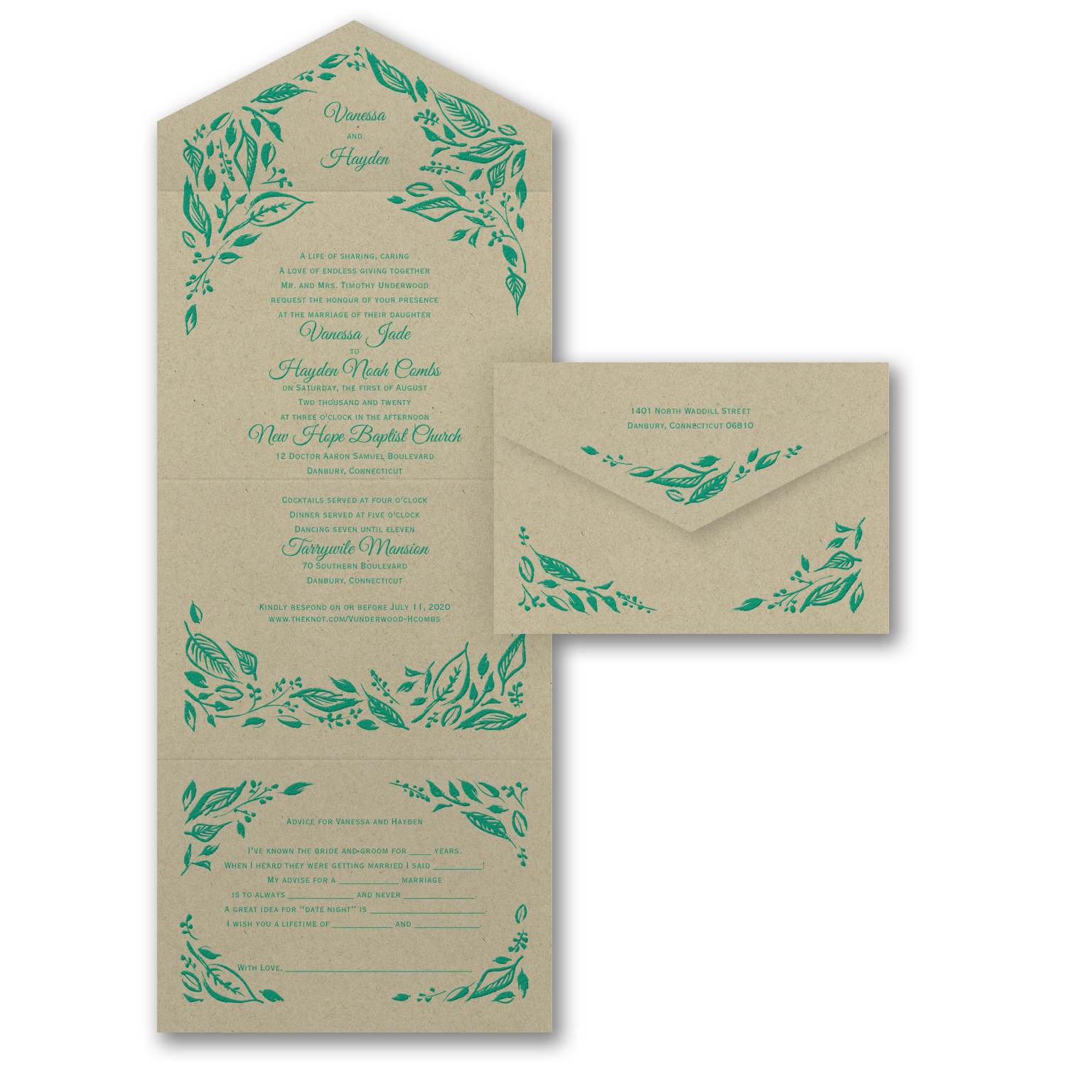 painted romance kraft paper wedding invitation budget friendly