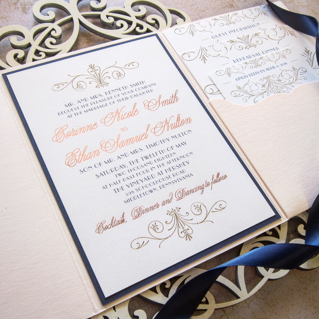 rose gold wedding invitation