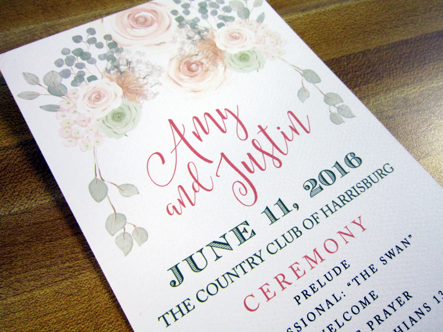 ceremony program floral watercolor