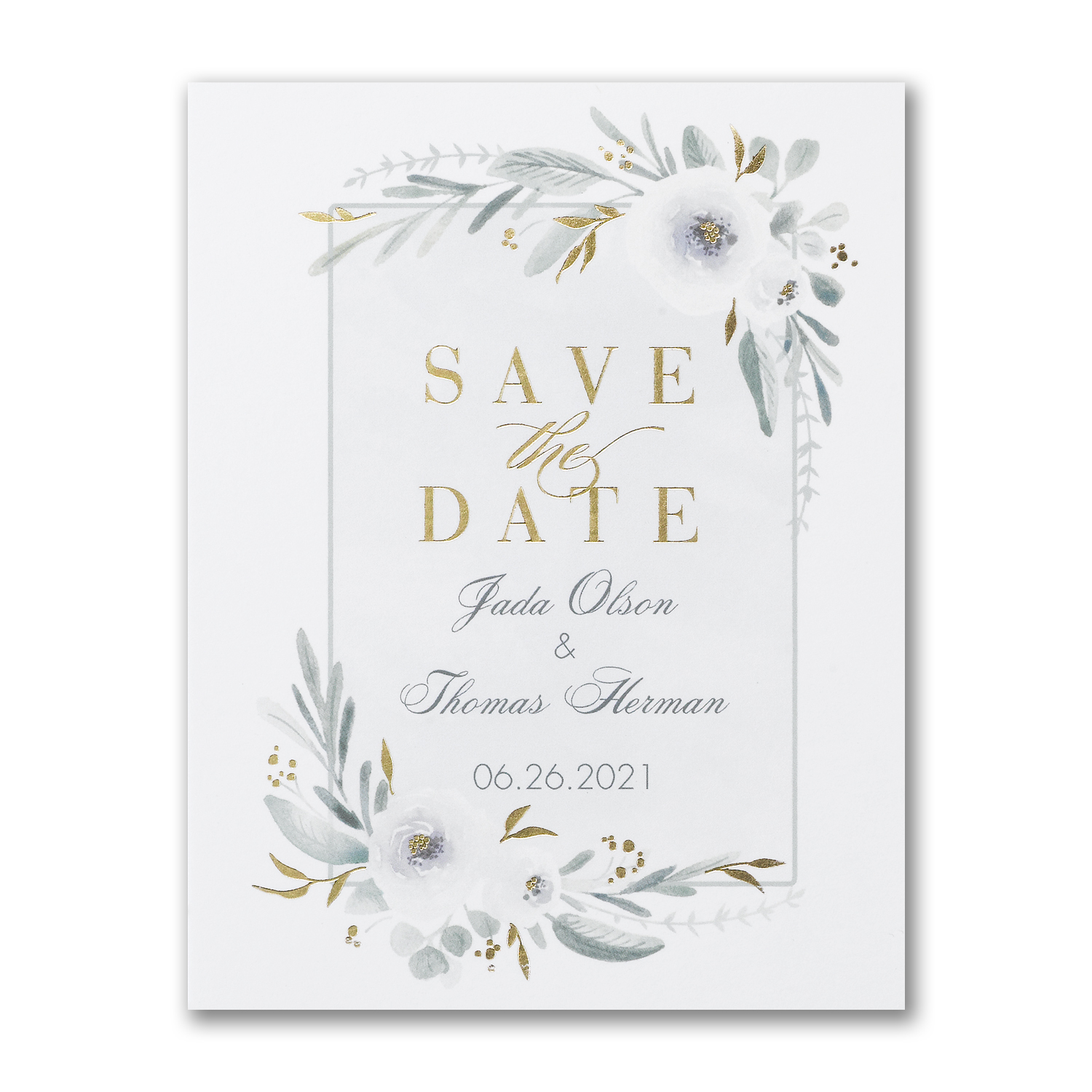 romantic floral gold foil save the date postcard carlson craft