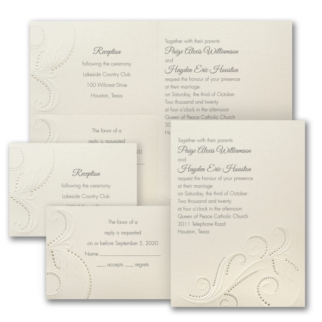 damask shimmer wedding invitation budget friendly