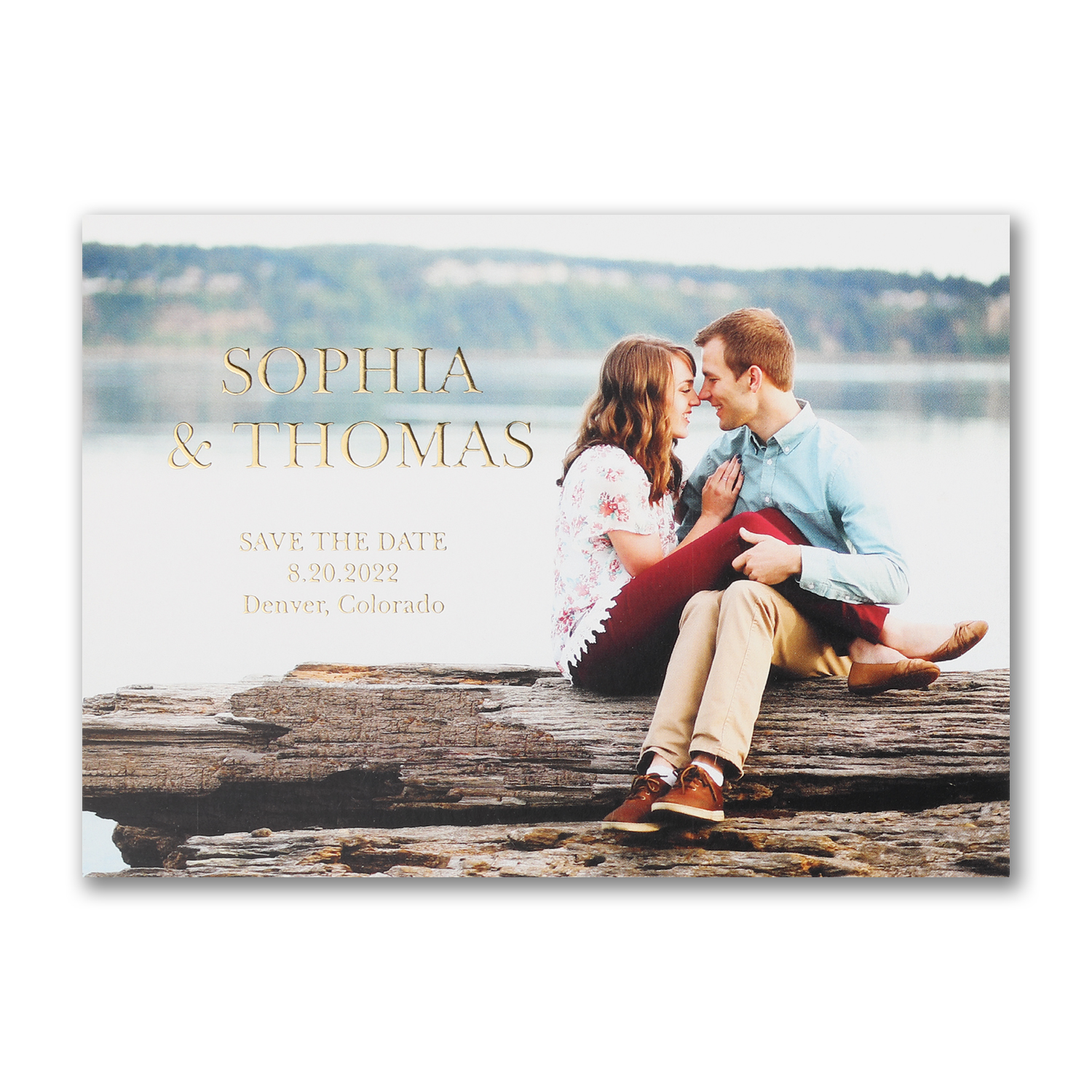 simply us foil stamped photo save the date carlson craft