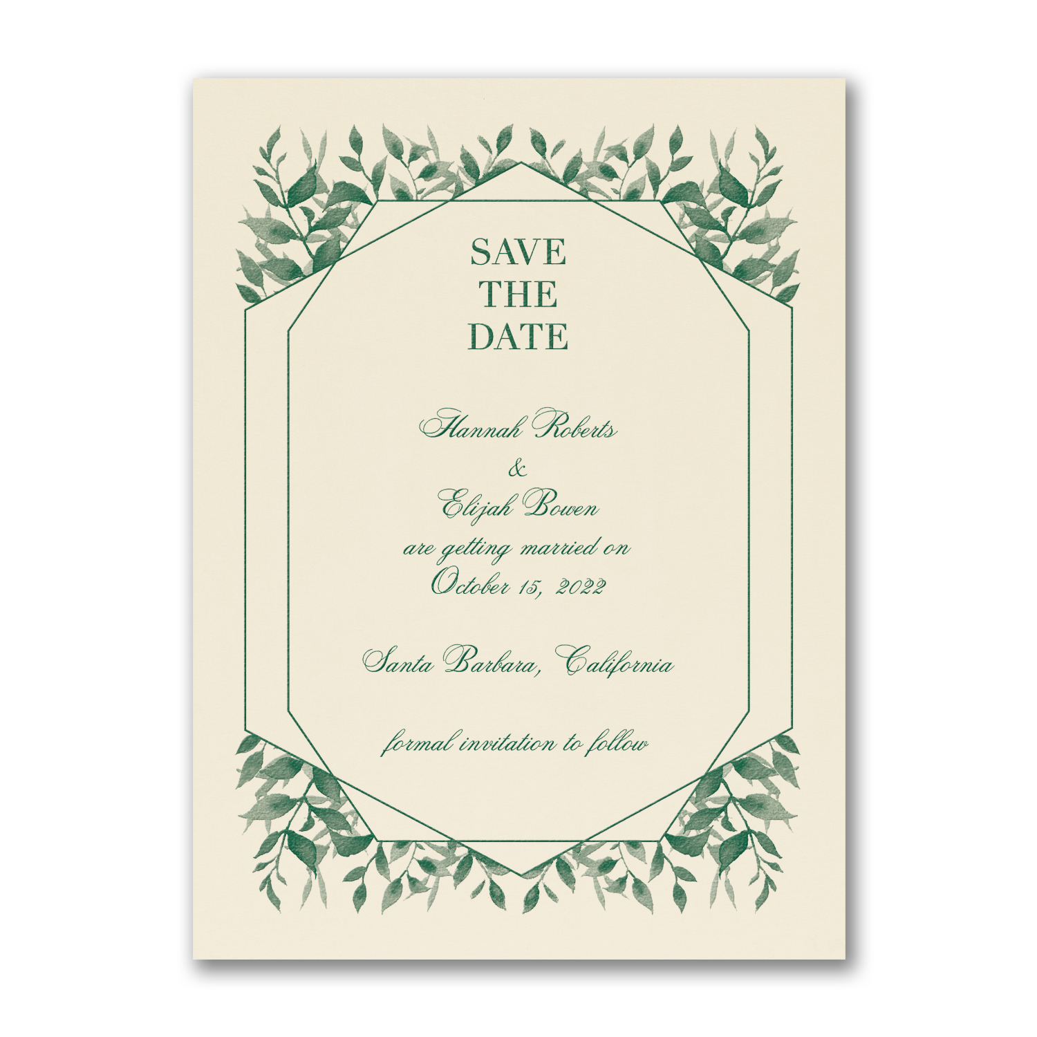 Sophisticated Greenery save the date carlson craft