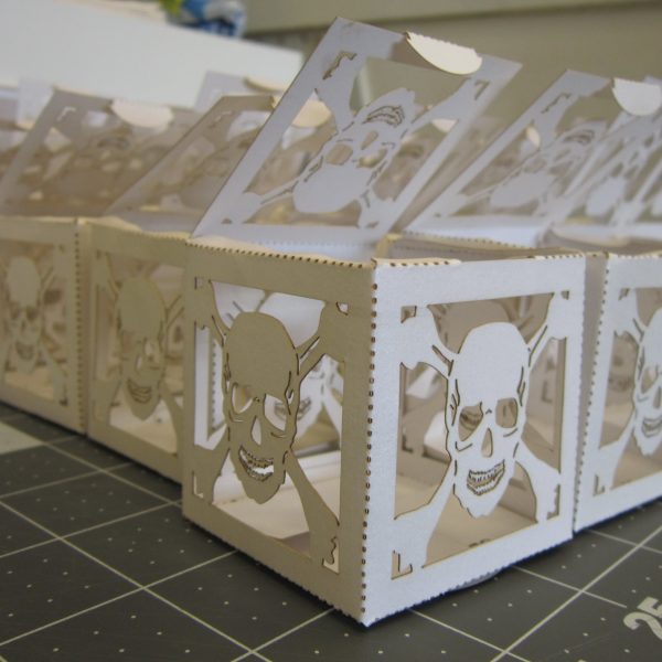 skull laser cut treat boxes
