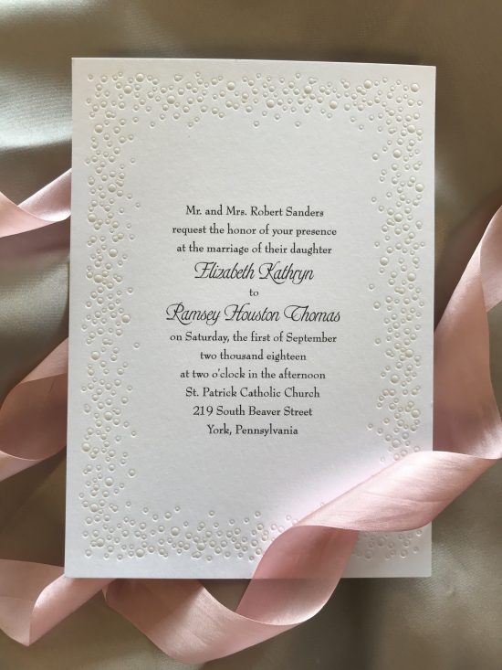 wedding invitation pearls pink ribbon
