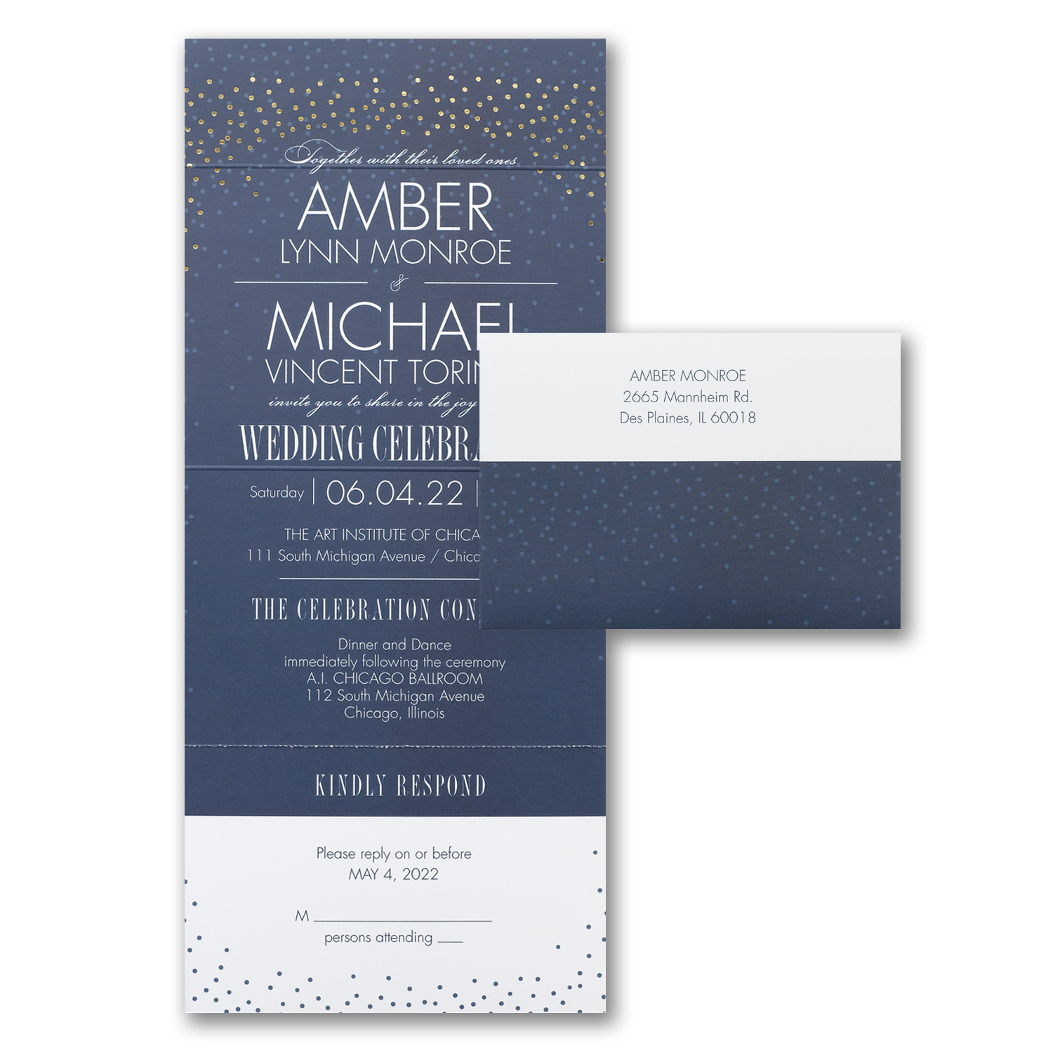 champagne promise all in one wedding invitation