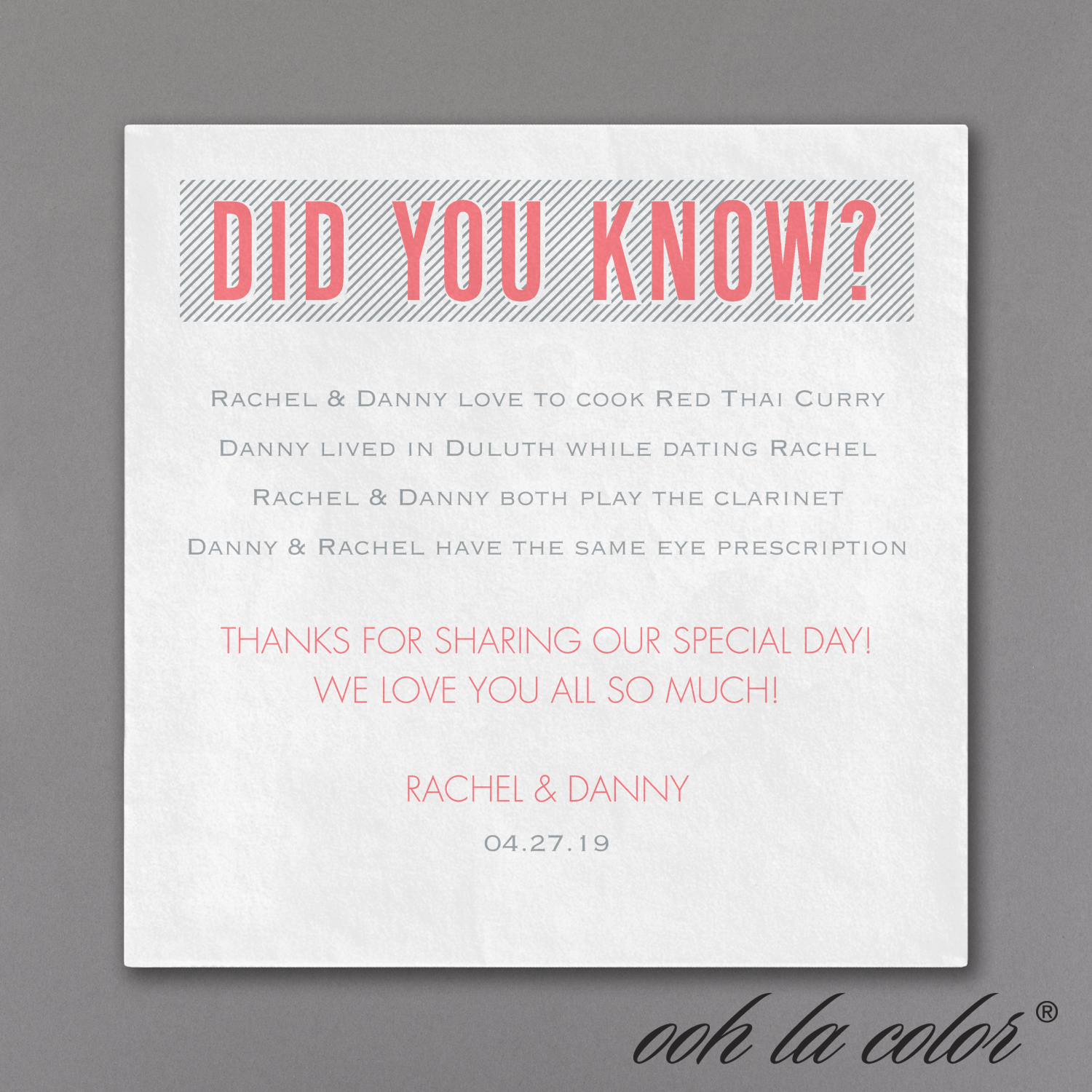 did you know facts napkin wedding