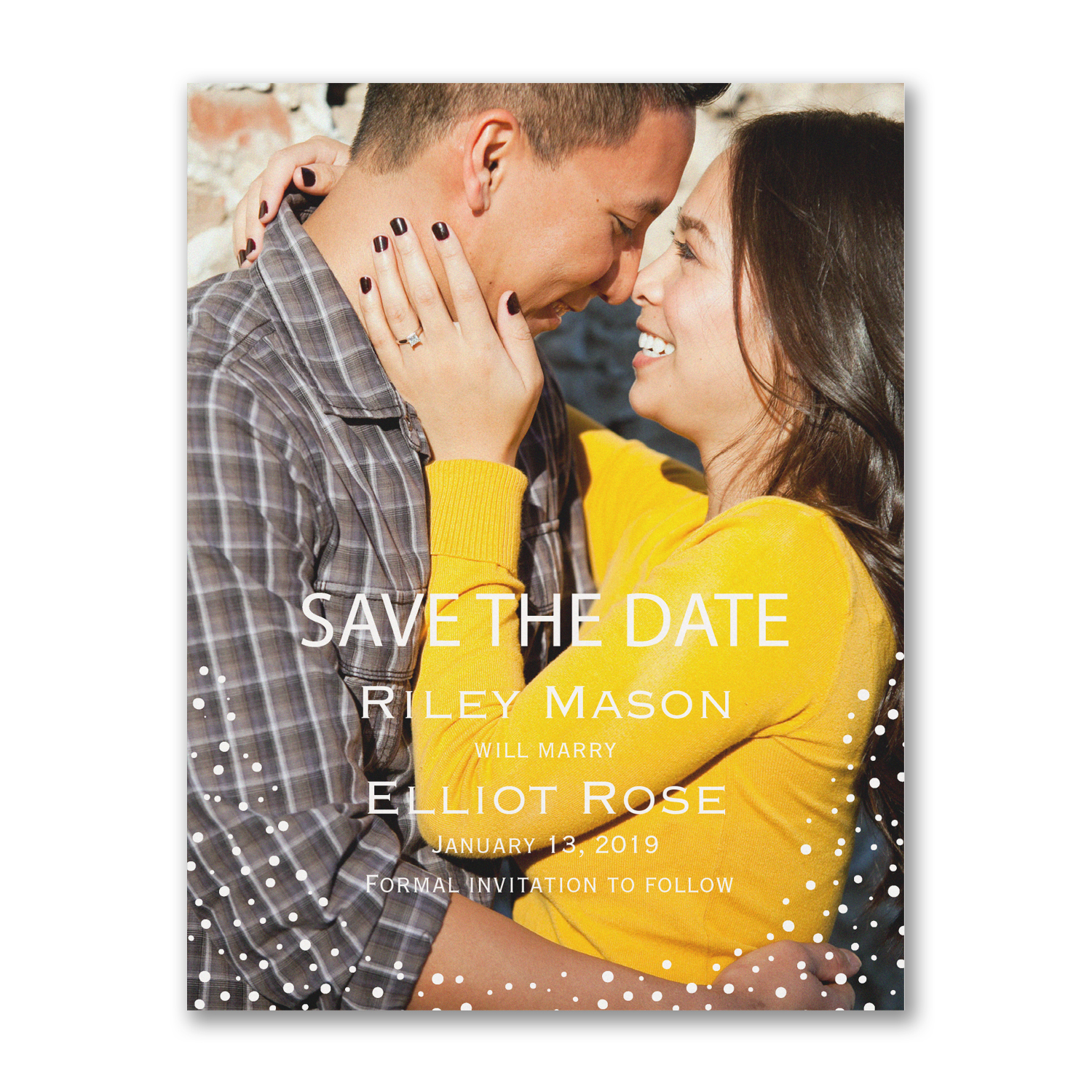 dotted day photo save the date confetti dots carlson craft