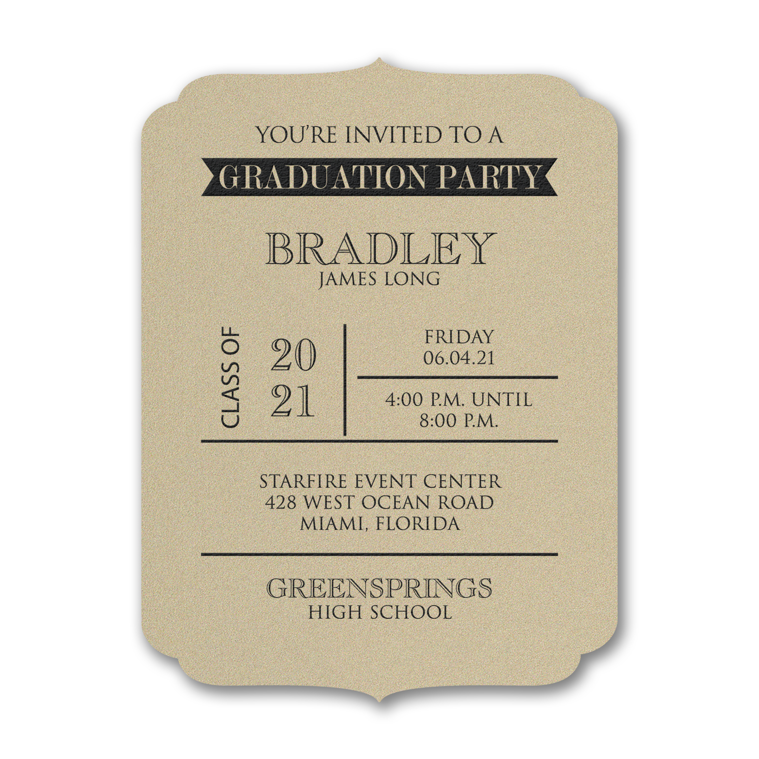 grad party gold invitation graduation