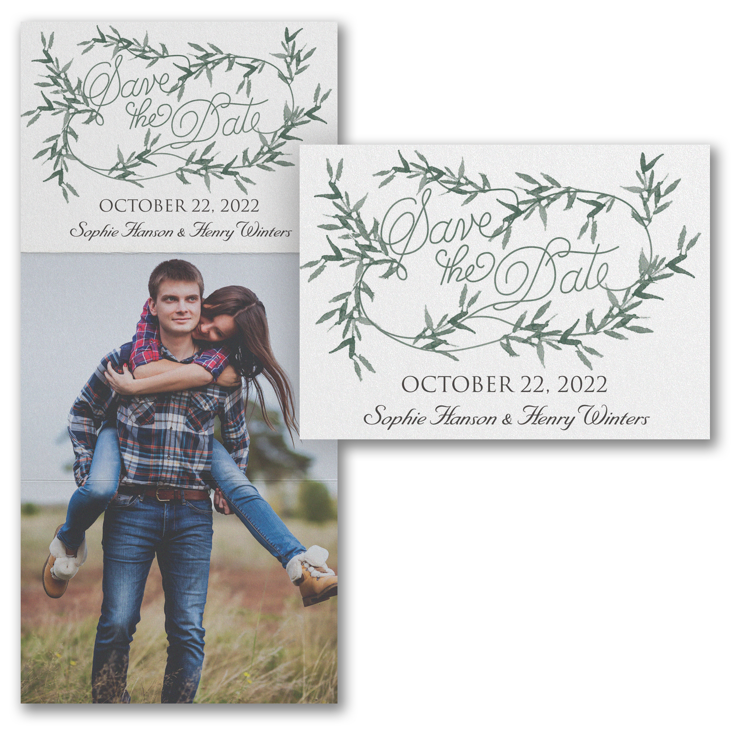 greenery wreath photo save the date trifold carlson craft