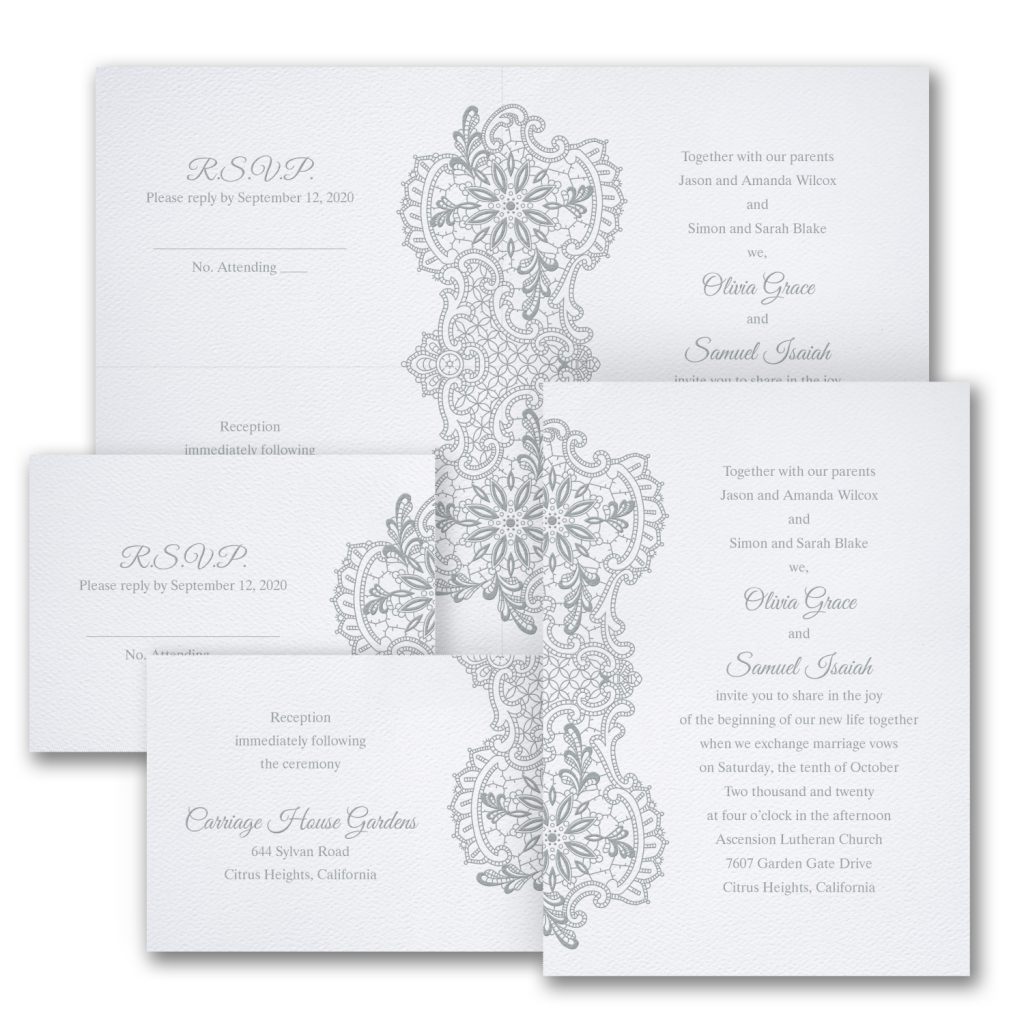 lace gleams wedding invitation budget friendly