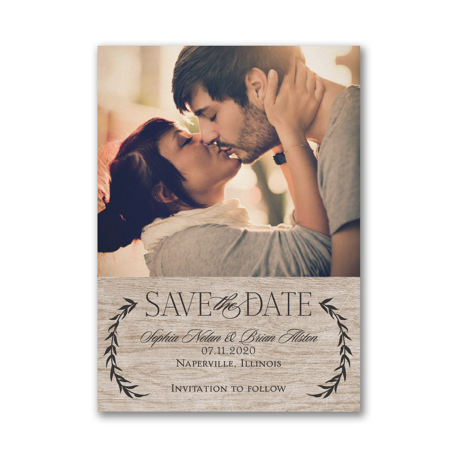 leafy natural photo save the date card carlson craft