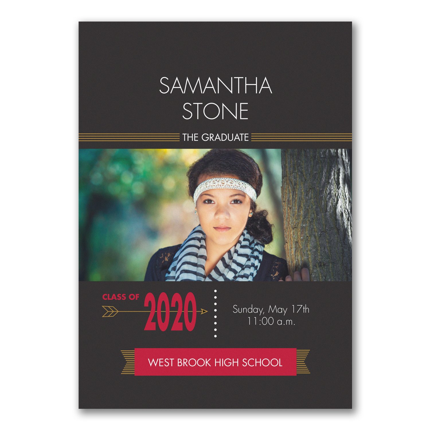 black and red photo graduation announcement