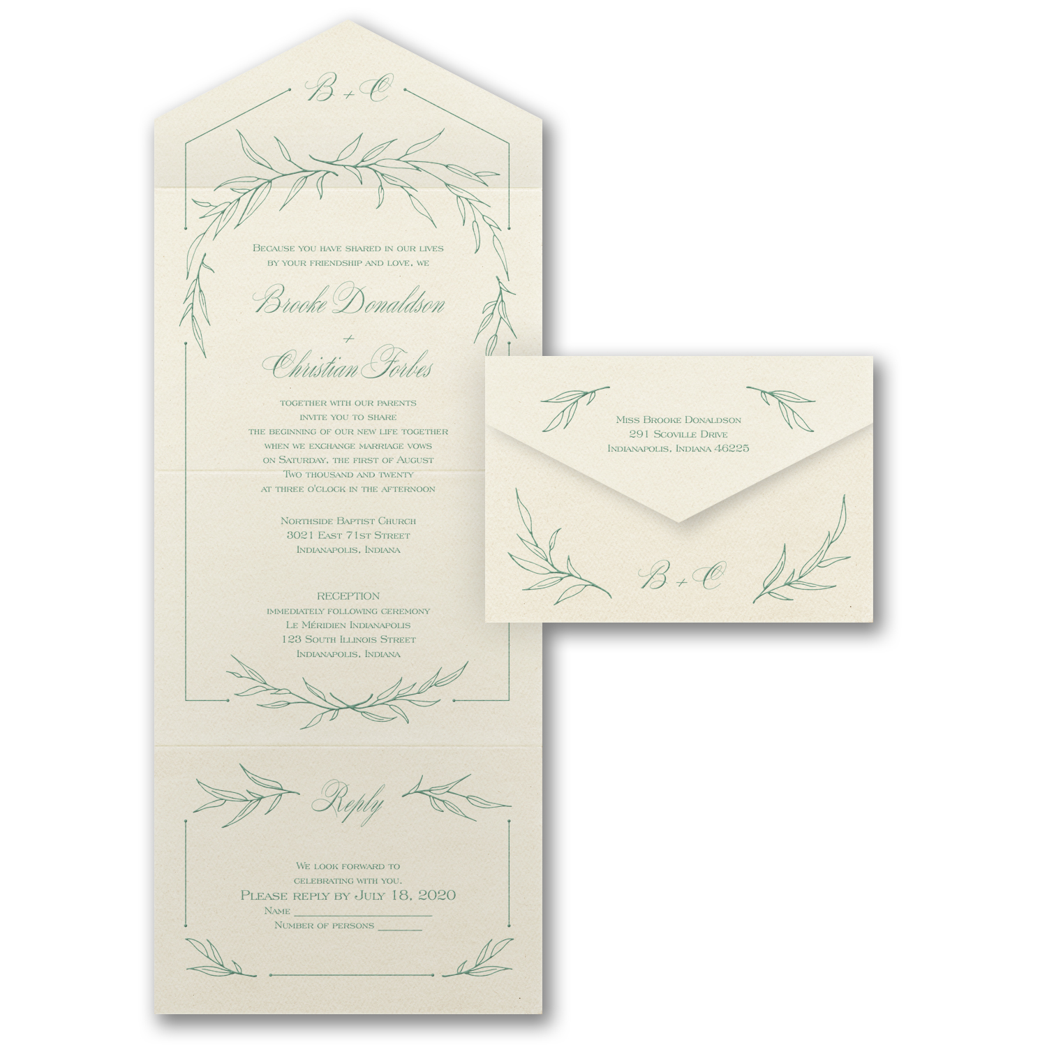 mystical vines all in one wedding invitation