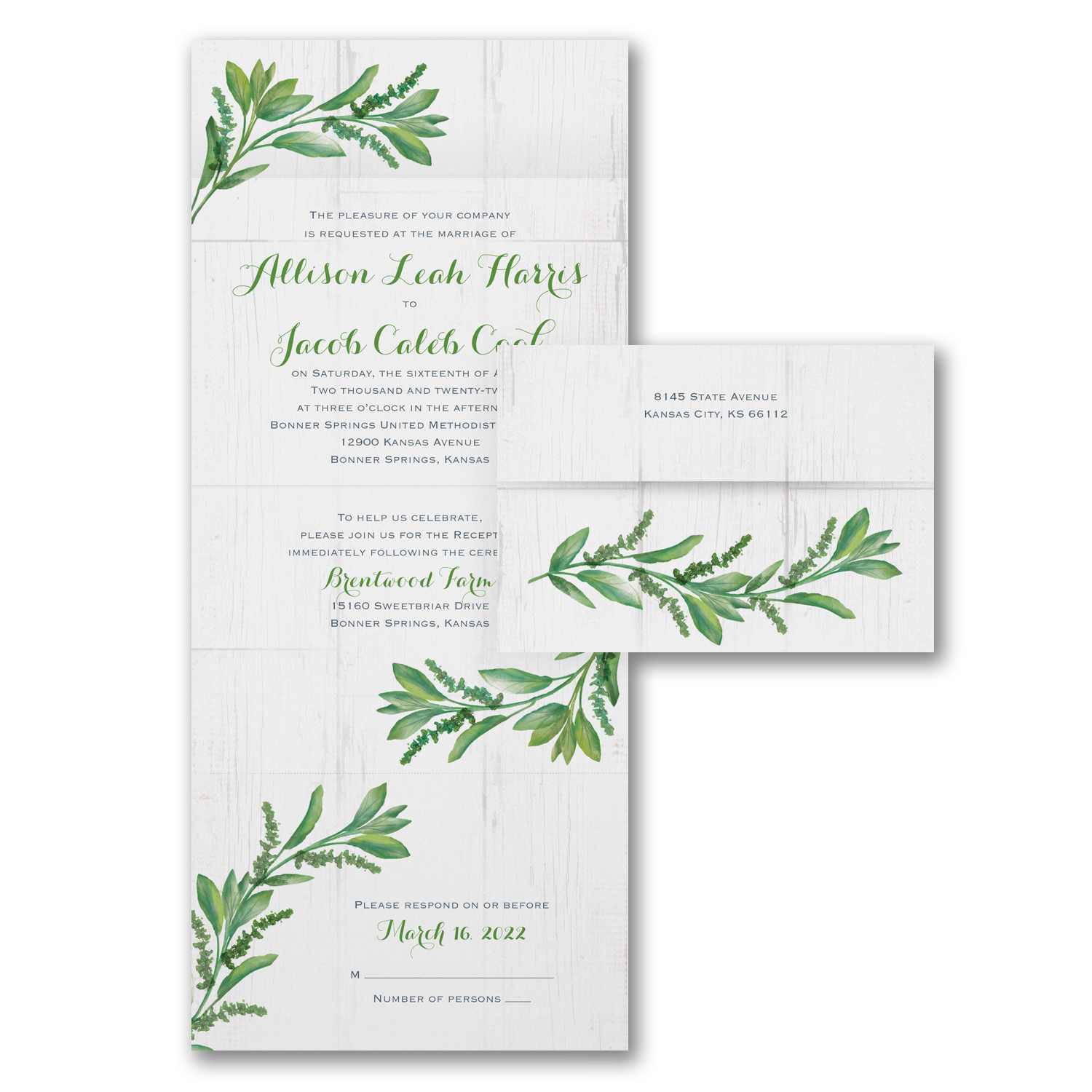 greenery seal n send wedding invitation