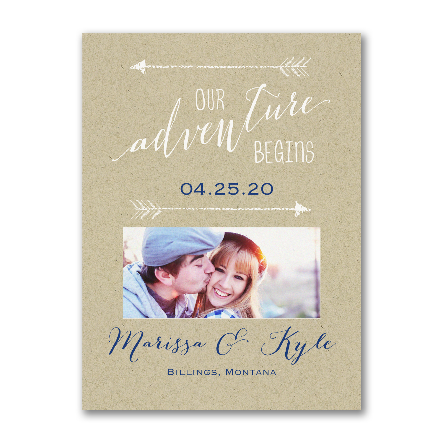 our adventure begins photo save the date kraft paper save the date