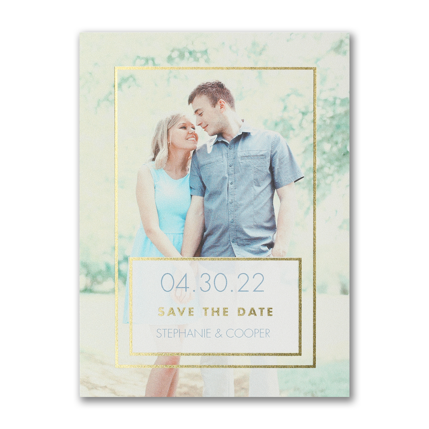 romantic frame gold foil photo save the date carlson craft