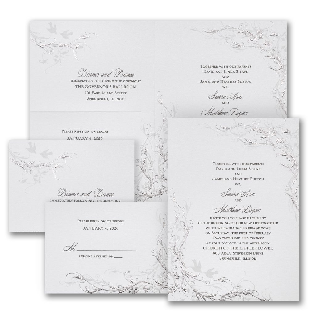 shimmering silver wedding invitation budget friendly