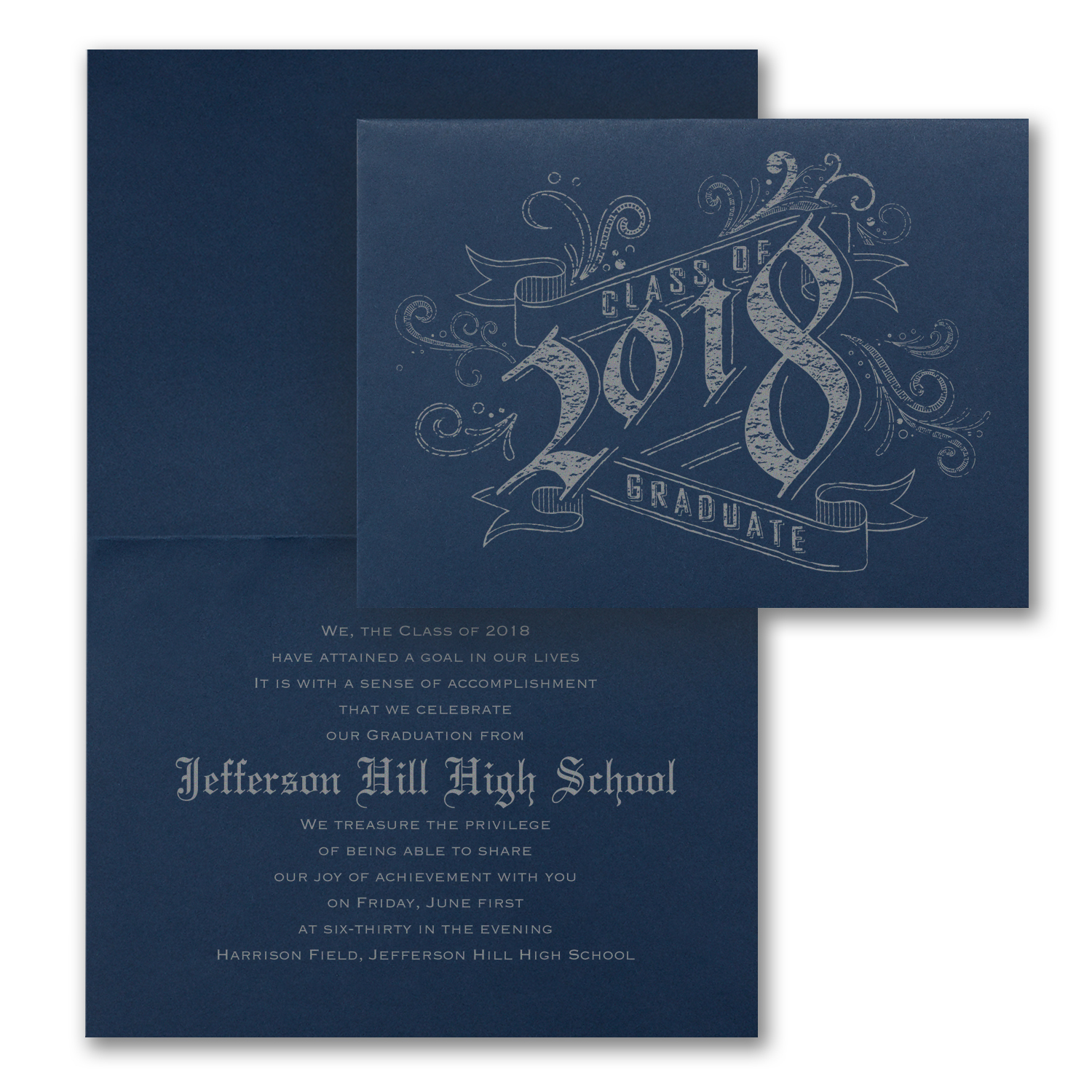 navy folded graduation announcement
